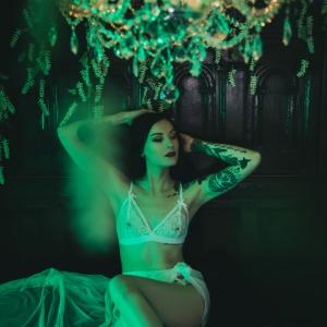 Green With Envy Alisha Dibiasie Lana A Longo 10 W0toycs Boudoir Photography in a Colorful Light Setting