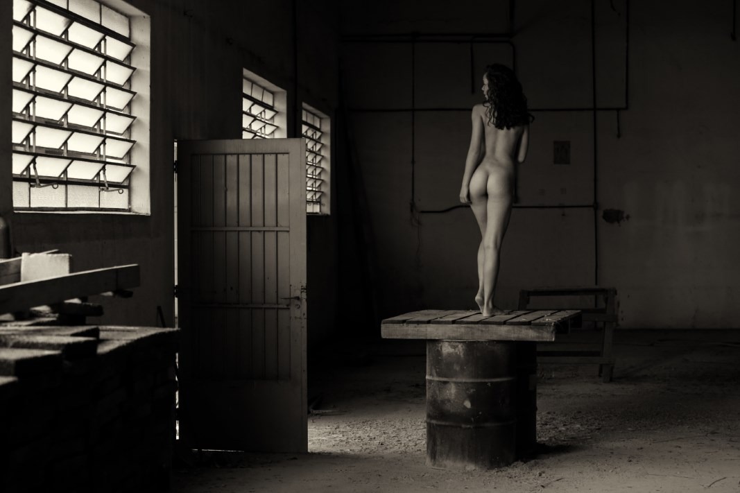 Lechat & Agata - Red In Black And White Boudoir Photography in Industrial / Abandoned Places: A Fusion of Raw Beauty and Forgotten Spaces